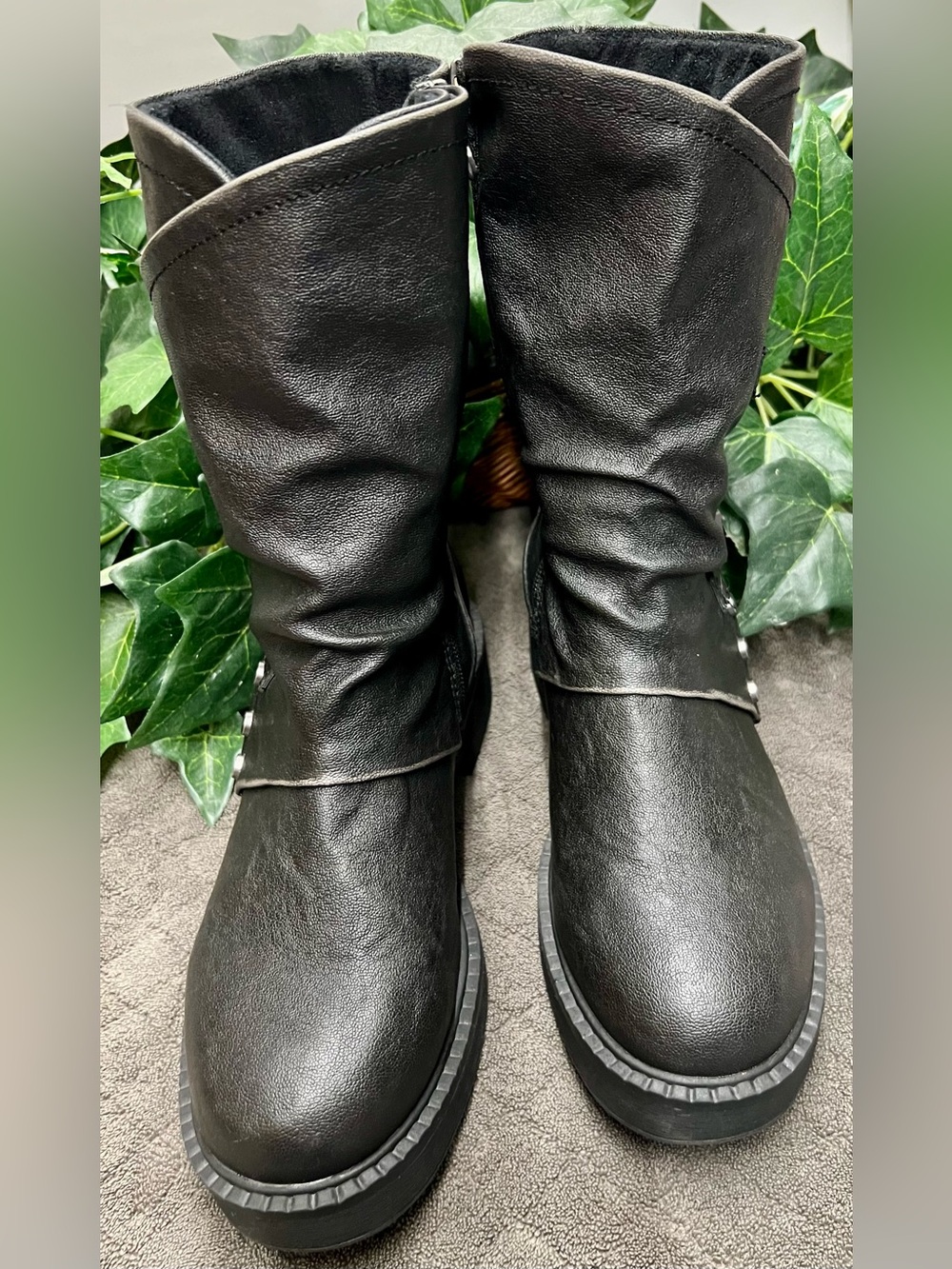 WORN 1x-Women's Blowfish Malibu Vegan Black Mid-Calf Venice Zipper Boots. Sz 6.5 - Picture 3 of 13
